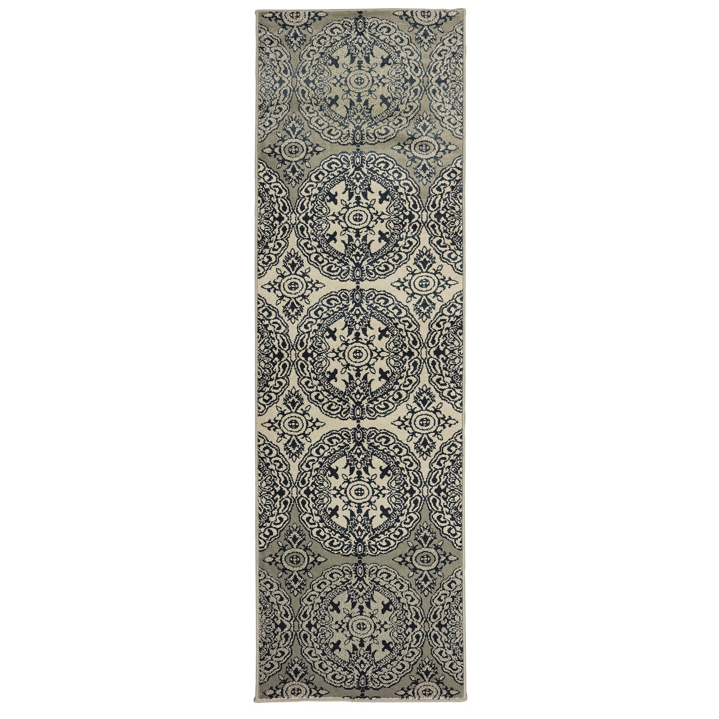 Linden Navy Ivory Global Oriental Indoor Rug