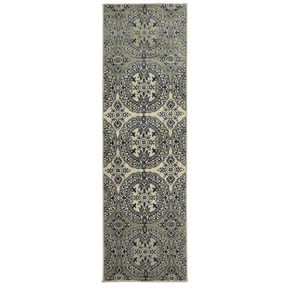 Linden Navy Ivory Global Oriental Indoor Rug