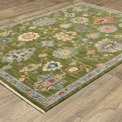 Lucca Green Multi Traditional Oriental Indoor Rug