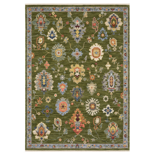 Lucca Green Multi Traditional Oriental Indoor Rug