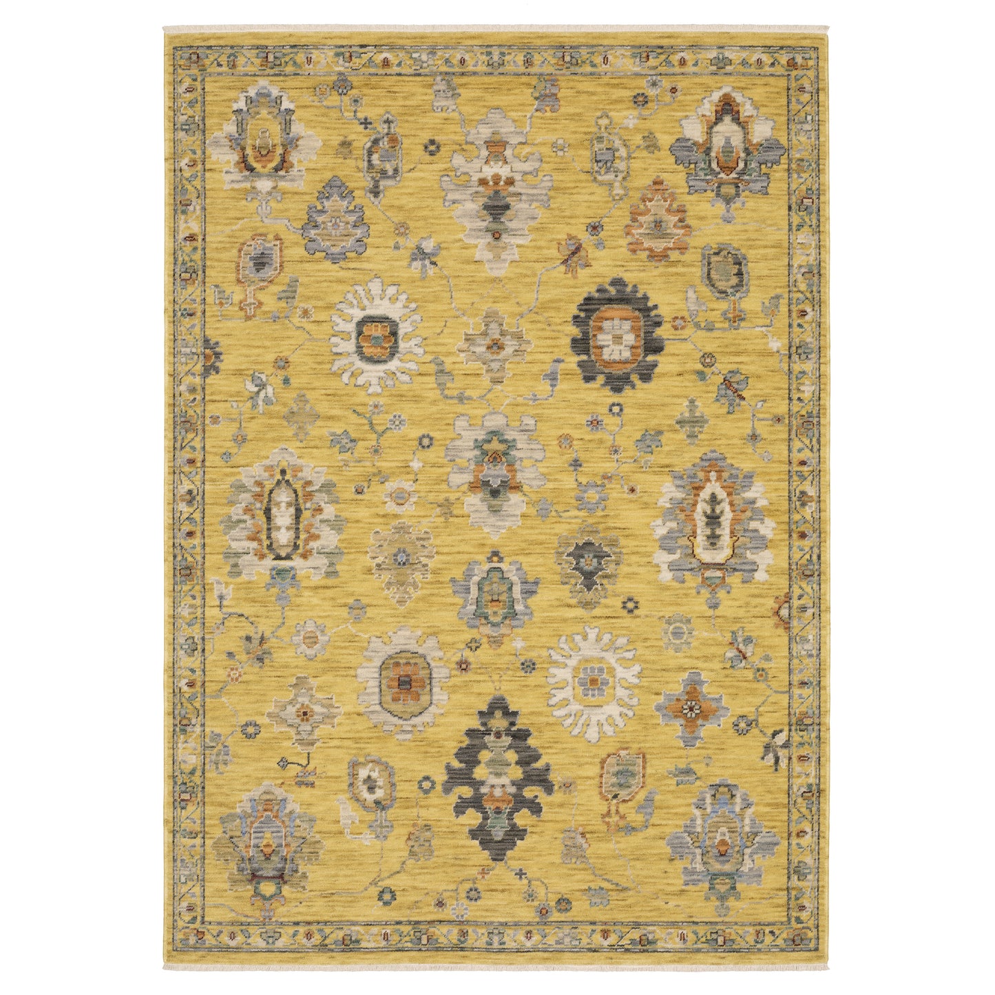 Lucca Yellow Multi Traditional Oriental Indoor Rug