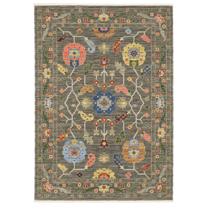 Lucca Grey Multi Traditional Oriental Indoor Rug