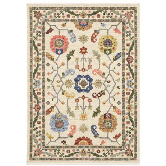 Lucca Ivory Multi Traditional Oriental Indoor Rug