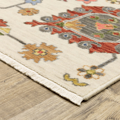 Lucca Ivory Multi Traditional Oriental Indoor Rug