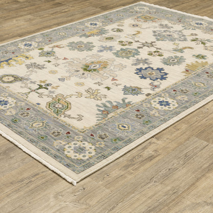 Lucca Ivory Blue Traditional Oriental Indoor Rug