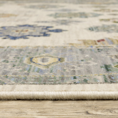 Lucca Ivory Blue Traditional Oriental Indoor Rug