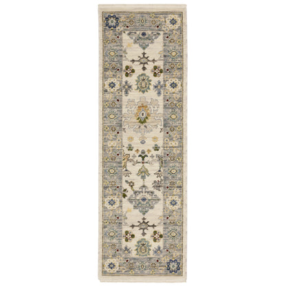 Lucca Ivory Blue Traditional Oriental Indoor Rug