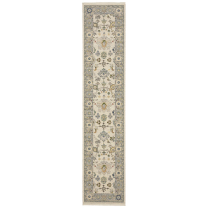 Lucca Ivory Blue Traditional Oriental Indoor Rug