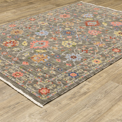 Lucca Grey Multi Traditional Oriental Indoor Rug