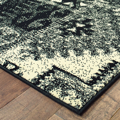 Luna Black Ivory Global Geometric Indoor Rug