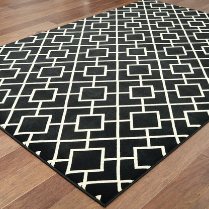 Luna Black Ivory Casual Geometric Indoor Rug