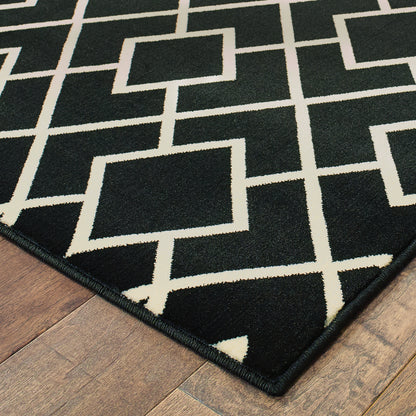 Luna Black Ivory Casual Geometric Indoor Rug