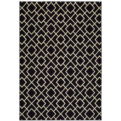 Luna Black Ivory Casual Geometric Indoor Rug