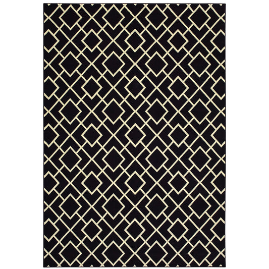 Luna Black Ivory Casual Geometric Indoor Rug