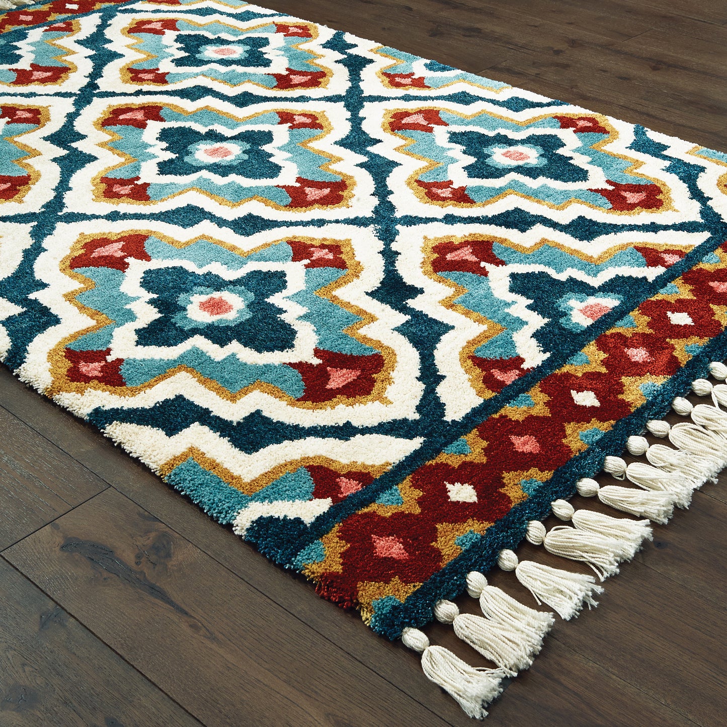 Madison Blue Ivory Bohemian Geometric Indoor Rug