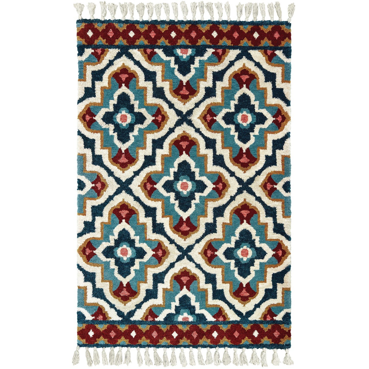 Madison Blue Ivory Bohemian Geometric Indoor Rug