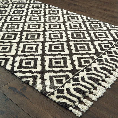 Madison Ivory Brown Bohemian Geometric Indoor Rug