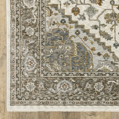 Maharaja Ivory Gold Traditional Medallion Indoor Rug