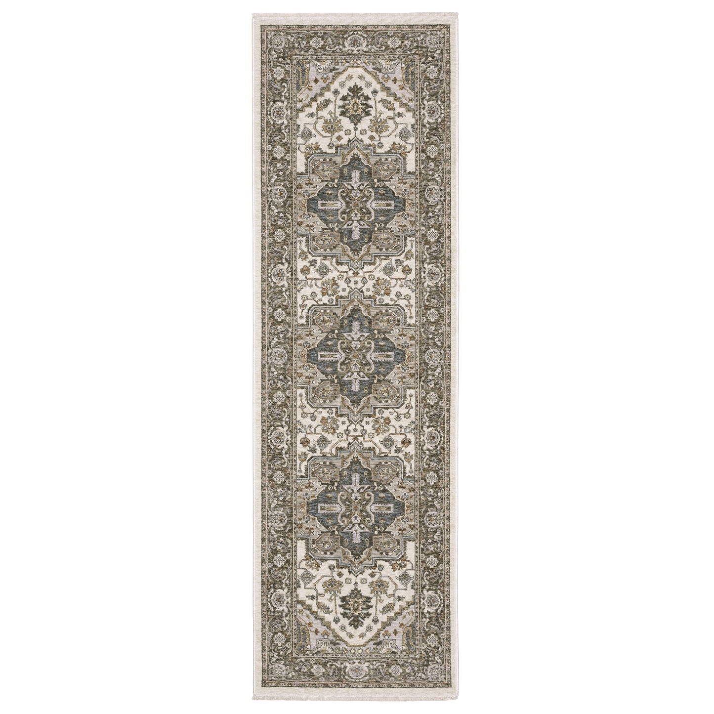 Maharaja Ivory Gold Traditional Medallion Indoor Rug