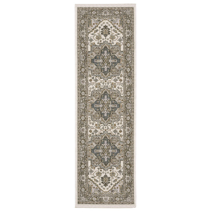 Maharaja Ivory Gold Traditional Medallion Indoor Rug