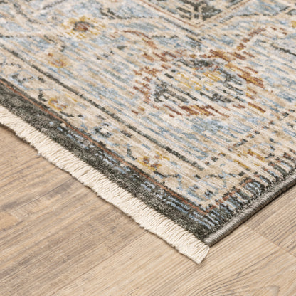 Maharaja Grey Blue Traditional Oriental Indoor Rug