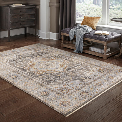 Maharaja Grey Blue Traditional Oriental Indoor Rug