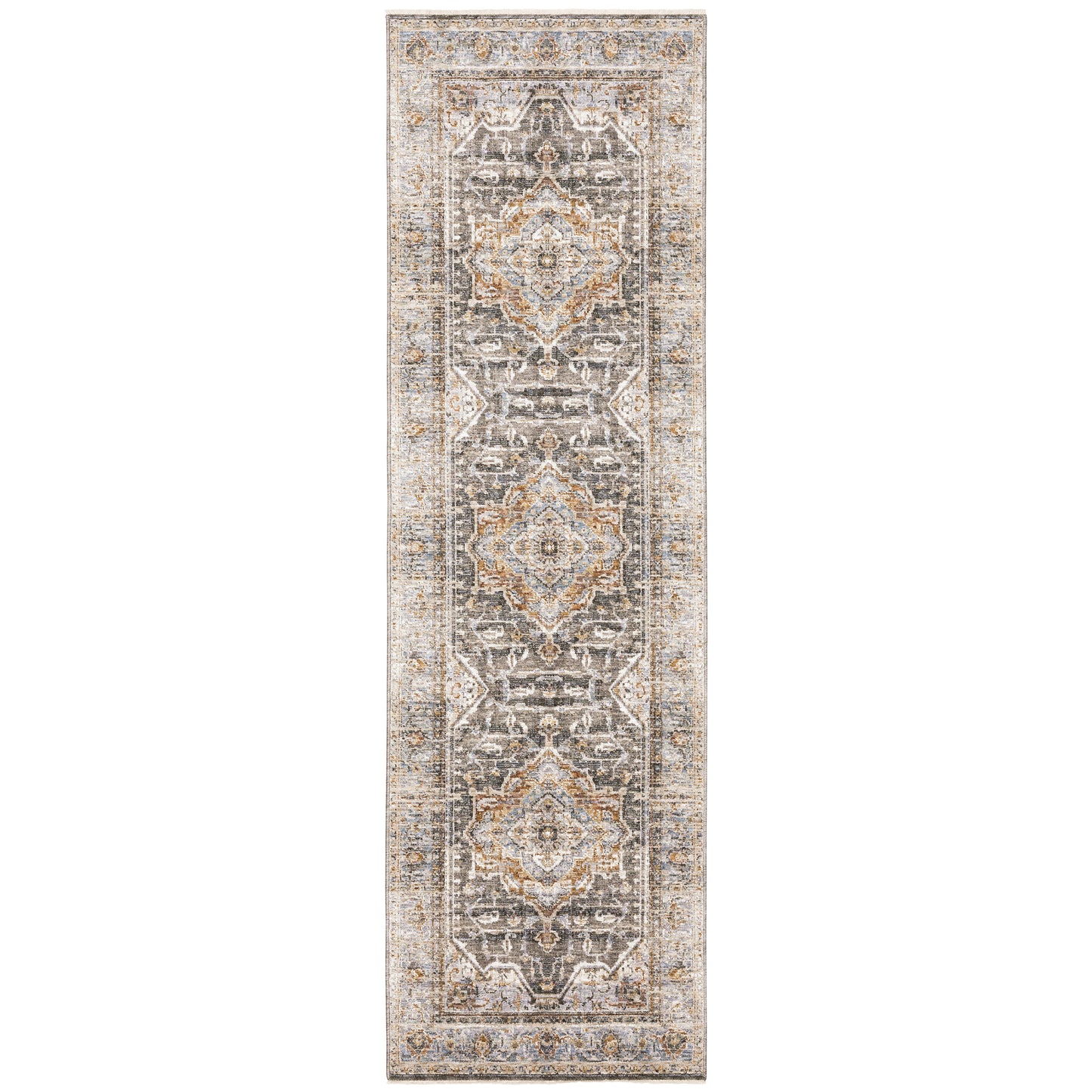 Maharaja Grey Blue Traditional Oriental Indoor Rug