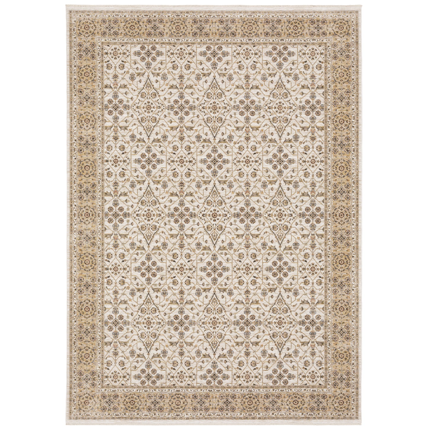 Maharaja Ivory Gold Traditional Oriental Indoor Rug