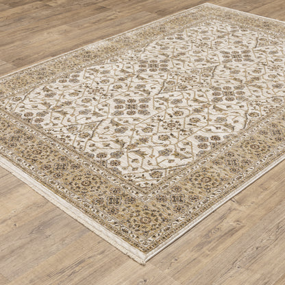 Maharaja Ivory Gold Traditional Oriental Indoor Rug