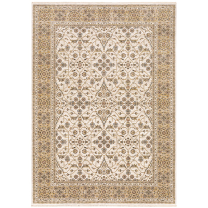 Maharaja Ivory Gold Traditional Oriental Indoor Rug