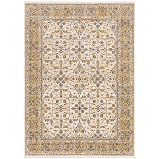 Maharaja Ivory Gold Traditional Oriental Indoor Rug