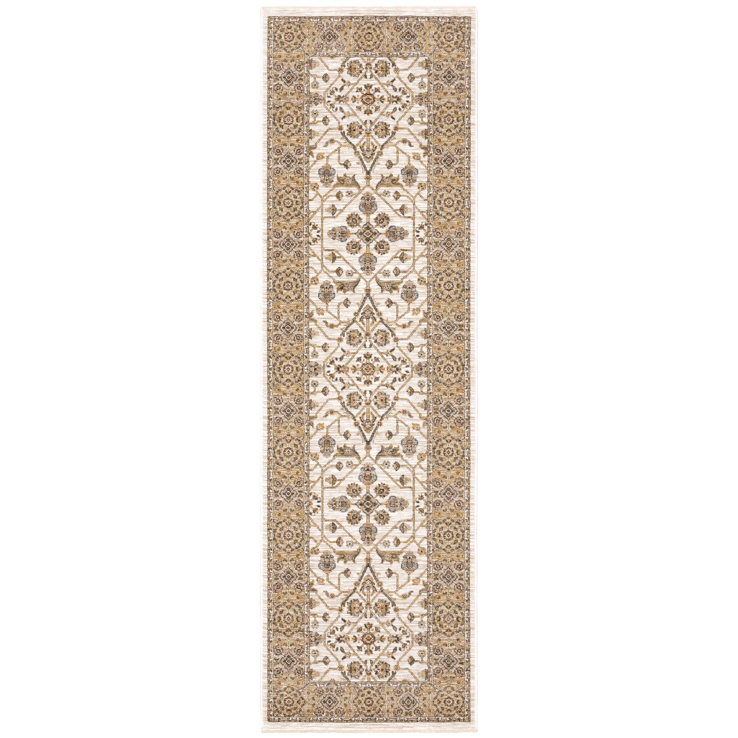 Maharaja Ivory Gold Traditional Oriental Indoor Rug