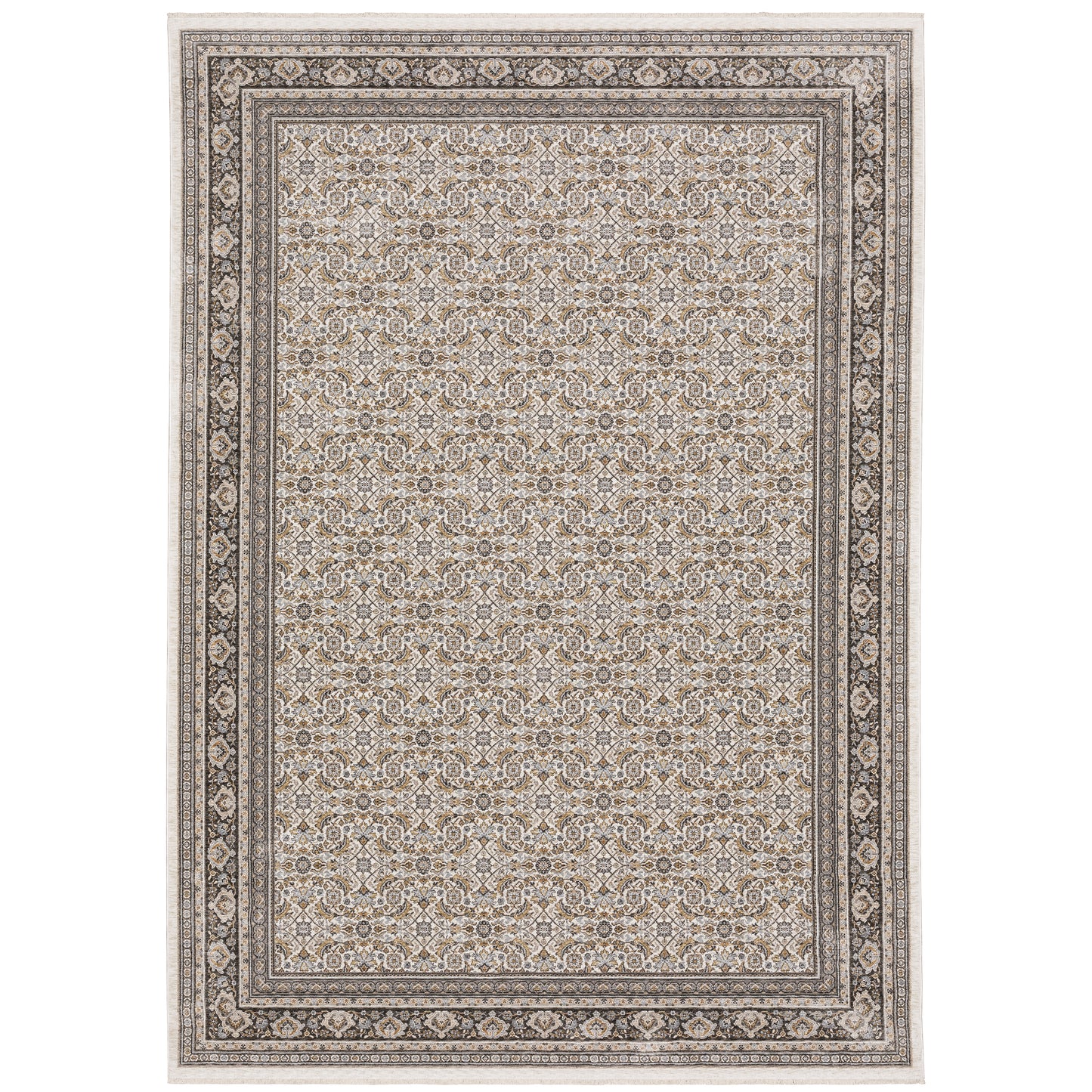 Maharaja Ivory Grey Traditional Oriental Indoor Rug