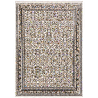 Maharaja Ivory Grey Traditional Oriental Indoor Rug