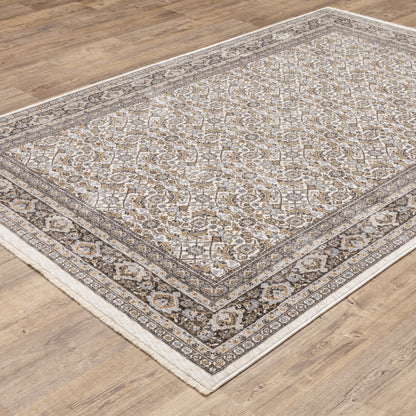 Maharaja Ivory Grey Traditional Oriental Indoor Rug