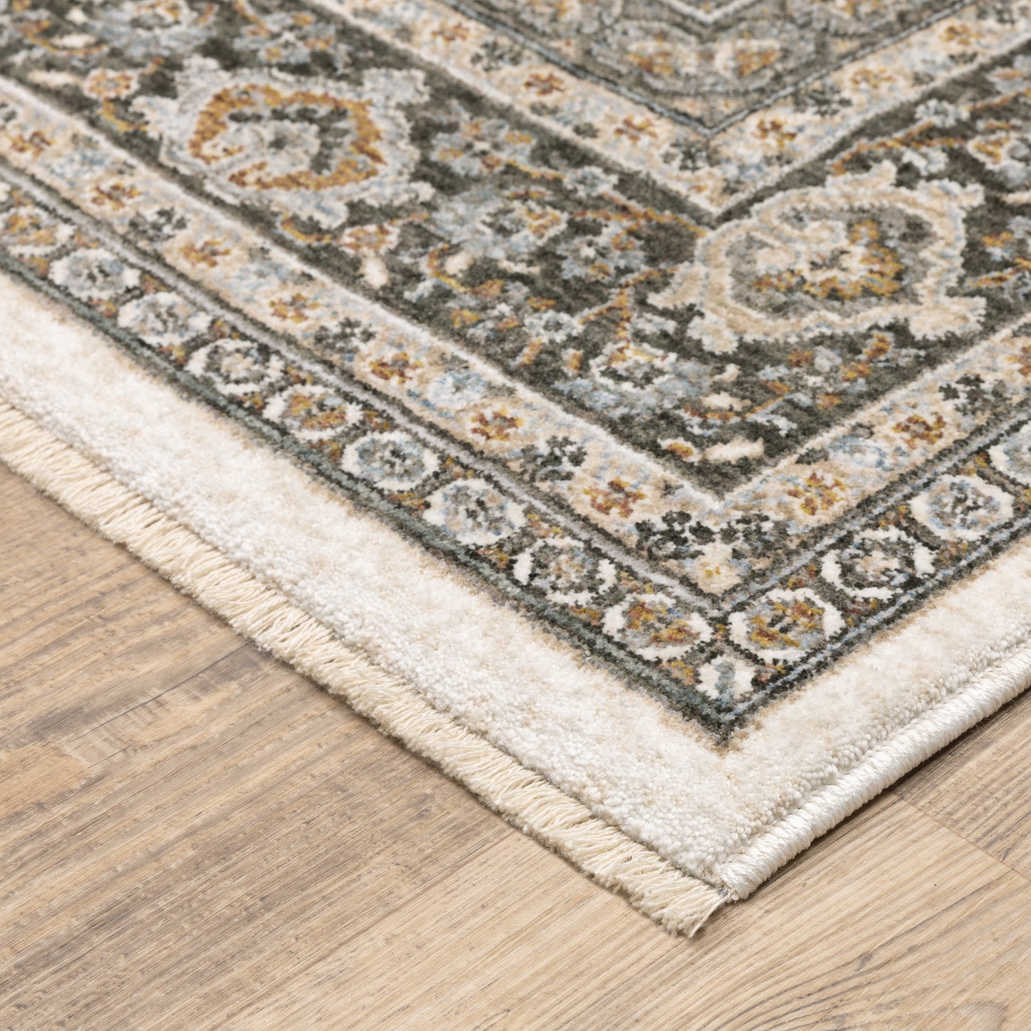 Maharaja Ivory Grey Traditional Oriental Indoor Rug