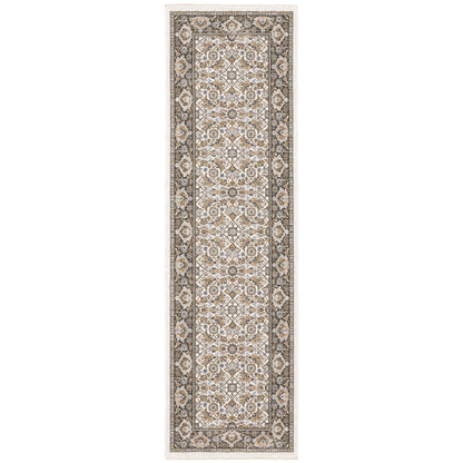 Maharaja Ivory Grey Traditional Oriental Indoor Rug