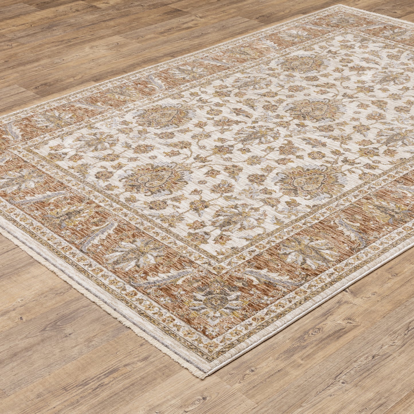 Maharaja Rust Ivory Traditional Oriental Indoor Rug