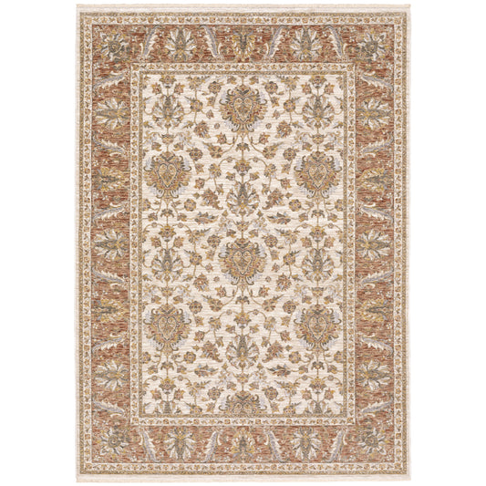 Maharaja Rust Ivory Traditional Oriental Indoor Rug