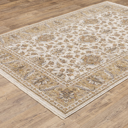 Maharaja Ivory Gold Traditional Oriental Indoor Rug