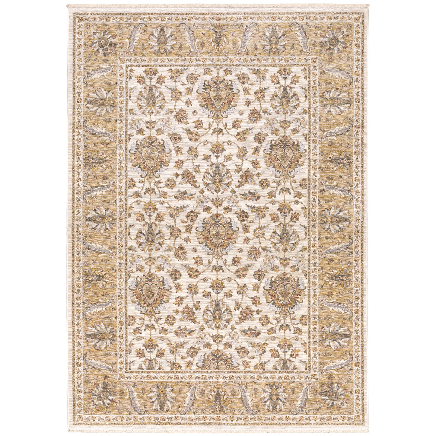 Maharaja Ivory Gold Traditional Oriental Indoor Rug