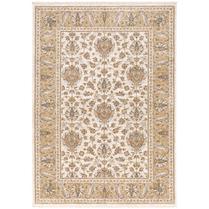 Maharaja Ivory Gold Traditional Oriental Indoor Rug