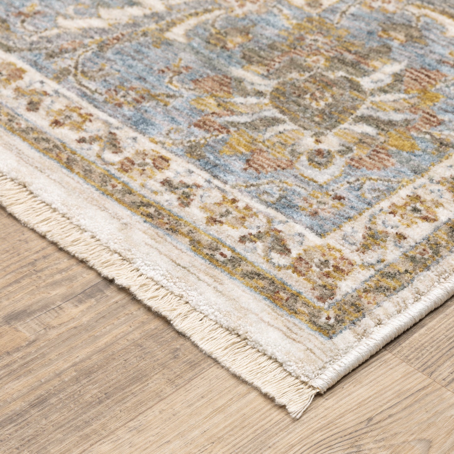 Maharaja Ivory Blue Traditional Oriental Indoor Rug