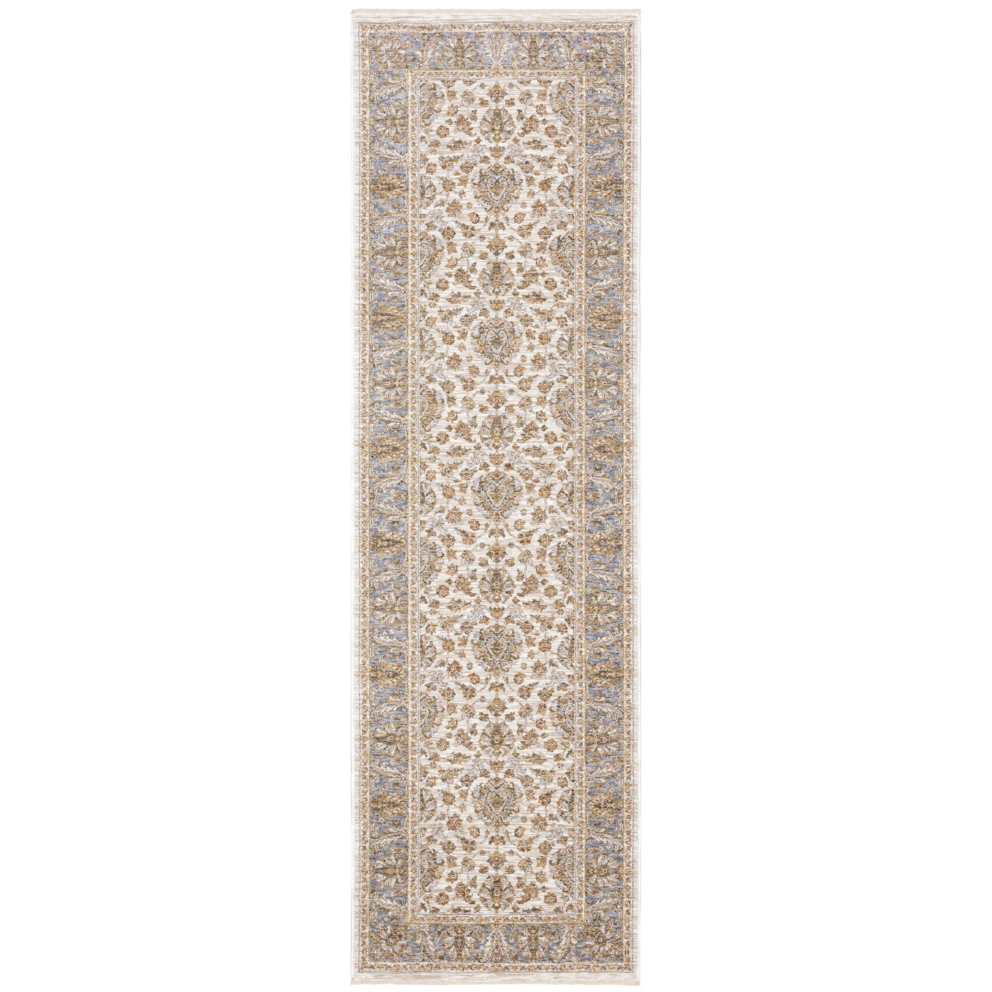 Maharaja Ivory Blue Traditional Oriental Indoor Rug