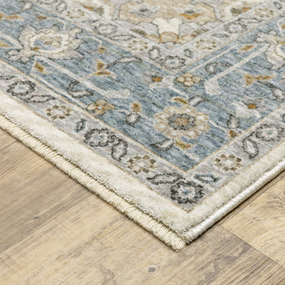 Maharaja Blue Ivory Traditional Medallion Indoor Rug