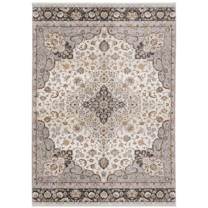 Maharaja Ivory Blue Traditional Oriental Indoor Rug