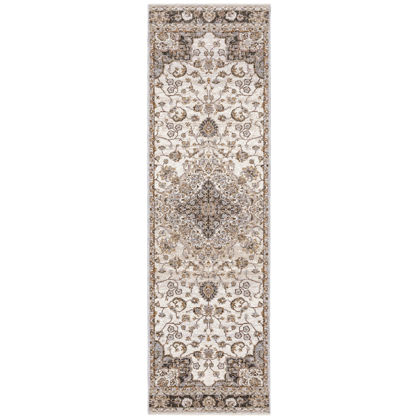 Maharaja Ivory Blue Traditional Oriental Indoor Rug