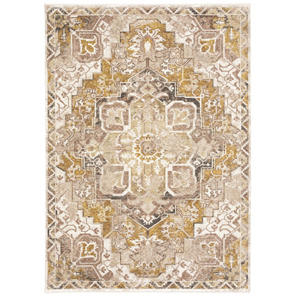 Maharaja Gold Ivory Traditional Oriental Indoor Rug