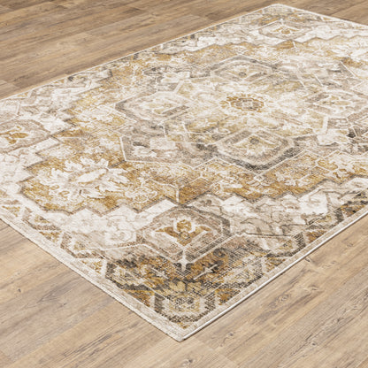 Maharaja Gold Ivory Traditional Oriental Indoor Rug