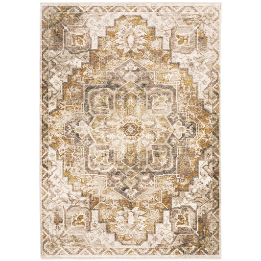 Maharaja Gold Ivory Traditional Oriental Indoor Rug